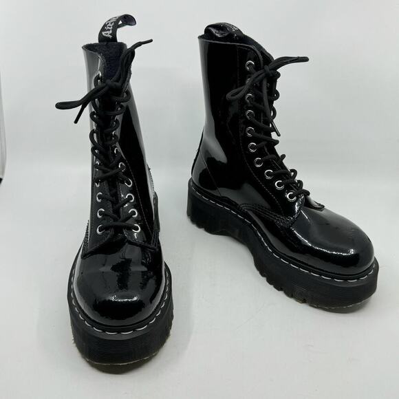 DR MARTENS Aggy 1490 Platform Patent Leather Boots - Picture 1 of 8